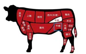 牛三叉肉部位图解_嫩滑多汁，烤炒皆宜