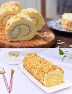 奶油蛋糕卷的做法_黄桃奶油蛋糕卷，酸甜美味，轻松制作，甜蜜生活