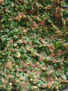 韭菜猪肉饺子馅正宗做法_顺时针搅拌肉馅，葱姜腌入味，和面醒面，水开下饺