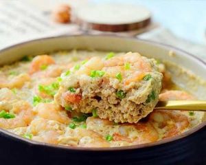 肉末酿虾仁丁蒸鸡蛋羹_虾仁蒸蛋，营养易消化