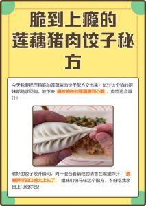 上瘾禁忌：肉馅小水饺的做法与食材选择探索