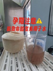 坏掉的椰子水是什么味道_冰箱过期椰子水变质发霉酸臭苦，口感絮状，立即丢弃！