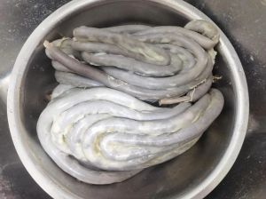 羊盘肠的家常做法_清洗去腥，爆炒爽脆，炖煮软糯！