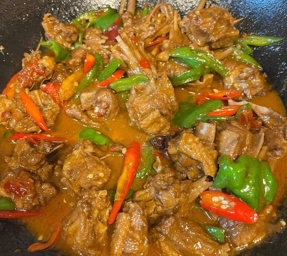 清蒸鹅肉的家常做法_腌蒸鹅肉，蒜苗淋汁风味佳