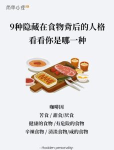 你对于饮食的口味偏好_甜友善辣冒险咸竞争苦耐劳酸理性