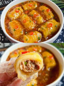 白菜叶包肉馅蒸的做法_白菜包肉蒸菜，家常美味，少油烟！