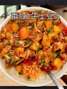 番茄土豆炖肉+浇汁饭+配菜_软烂脱骨，酸甜可口，家常菜新吃法！