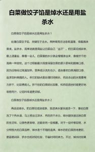 白菜饺子馅焯水吗_焯水去涩控时，过凉水保脆，精准调味，严封口煮透