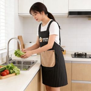 韩版厨房做饭围裙女上班工作服：家常美食烹饪中的实用穿搭与厨房防护指南
